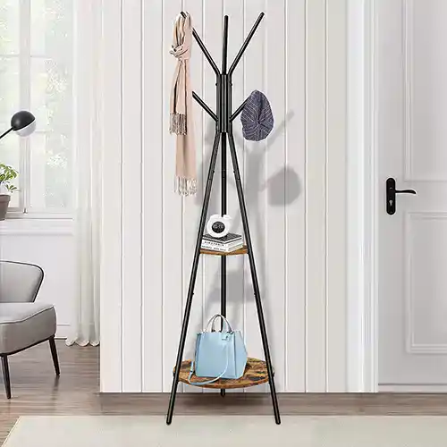 Tree-style coat rack for entryway storage