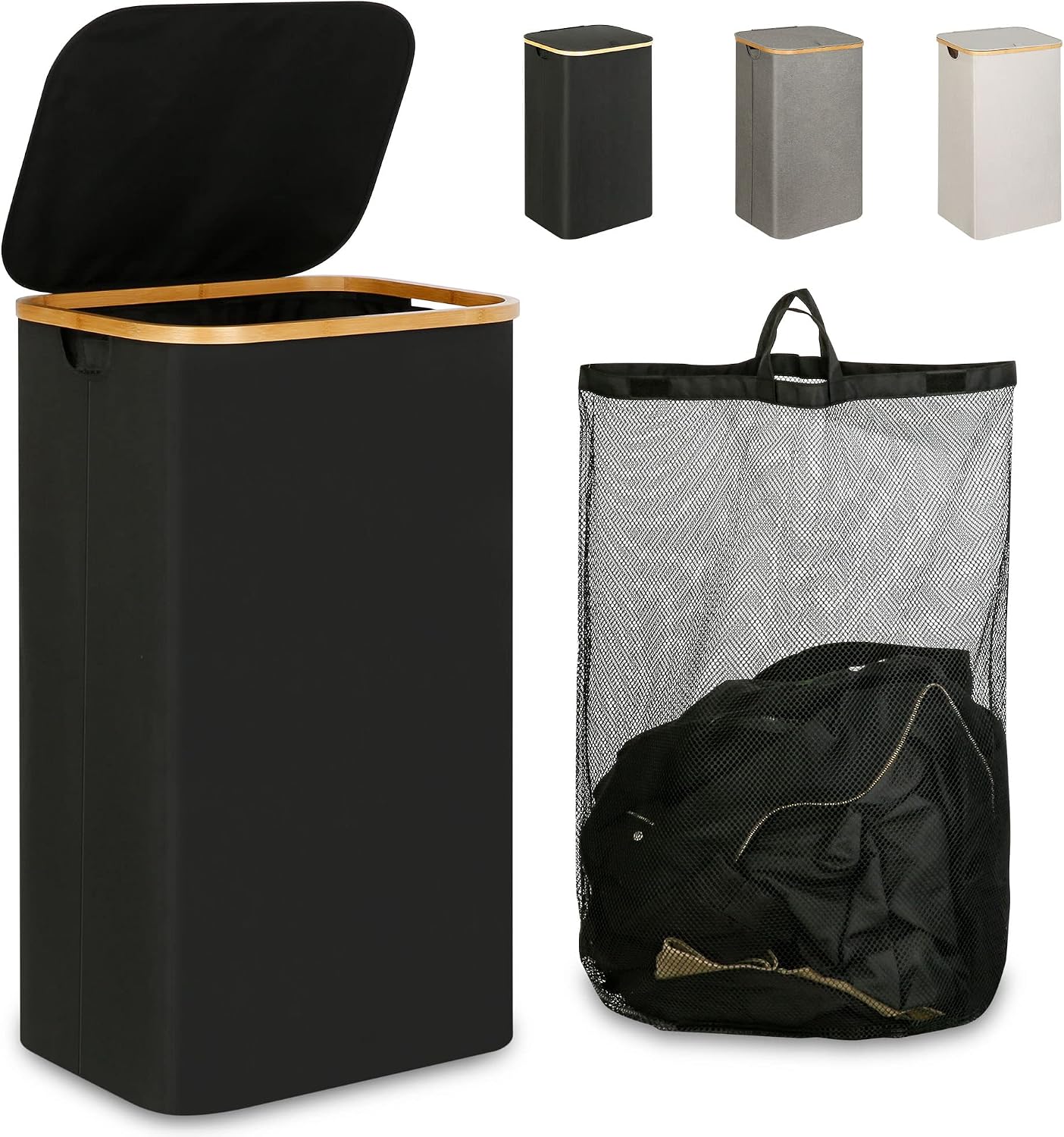 110l collapsible laundry hamper with lid & removable liner (1)