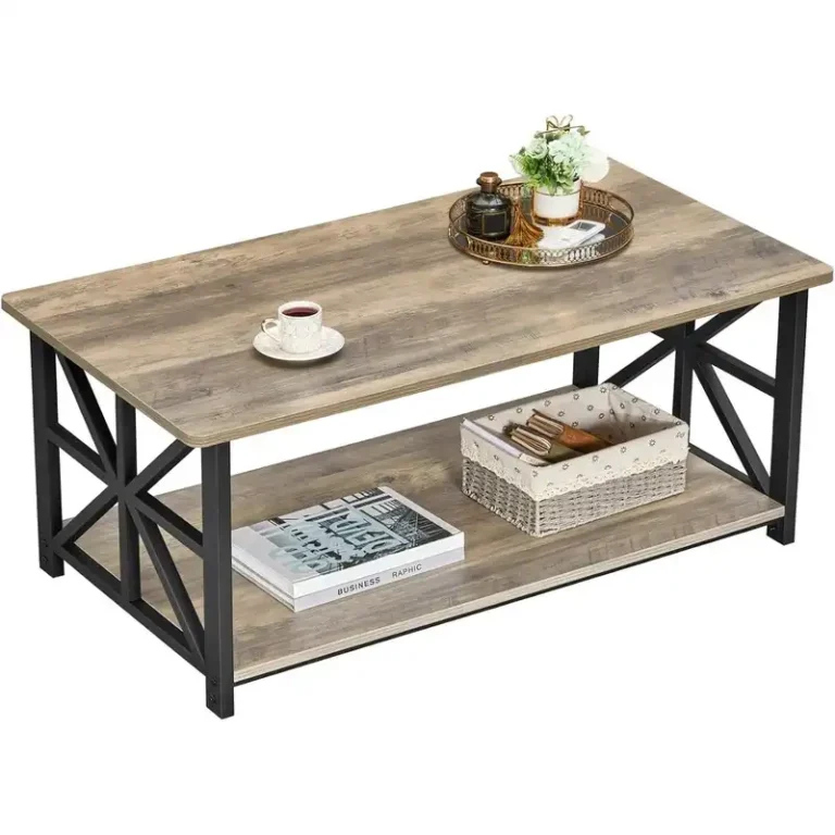 2 tier coffee table with round corners & storage shelf (3)