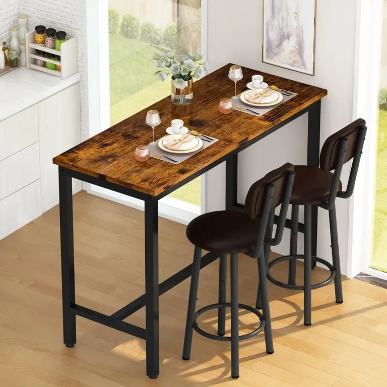 3 piece pub table set with upholstered stools (4)
