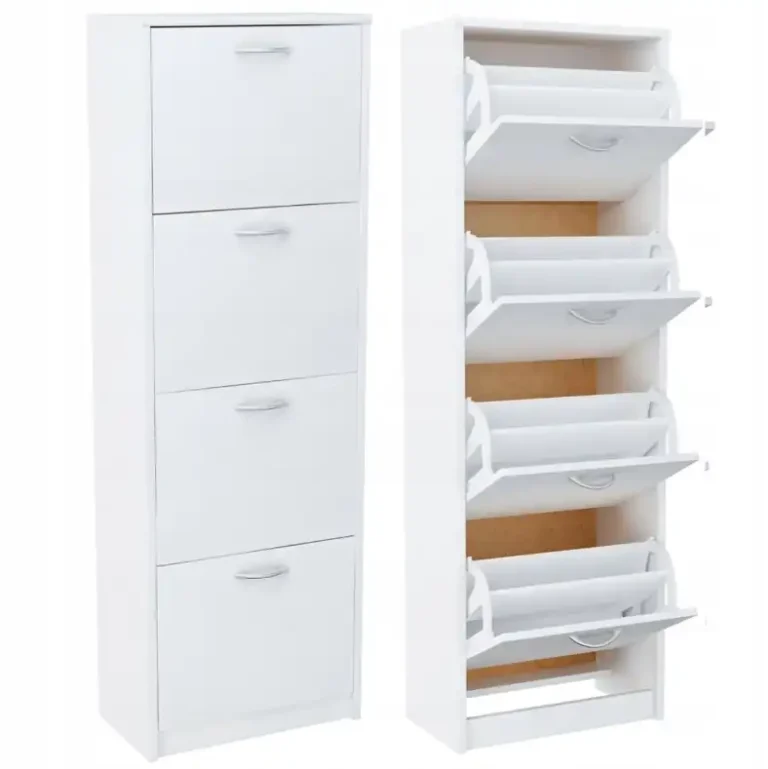 4 compartment slim shoe cabinet with tilt out doors (1)