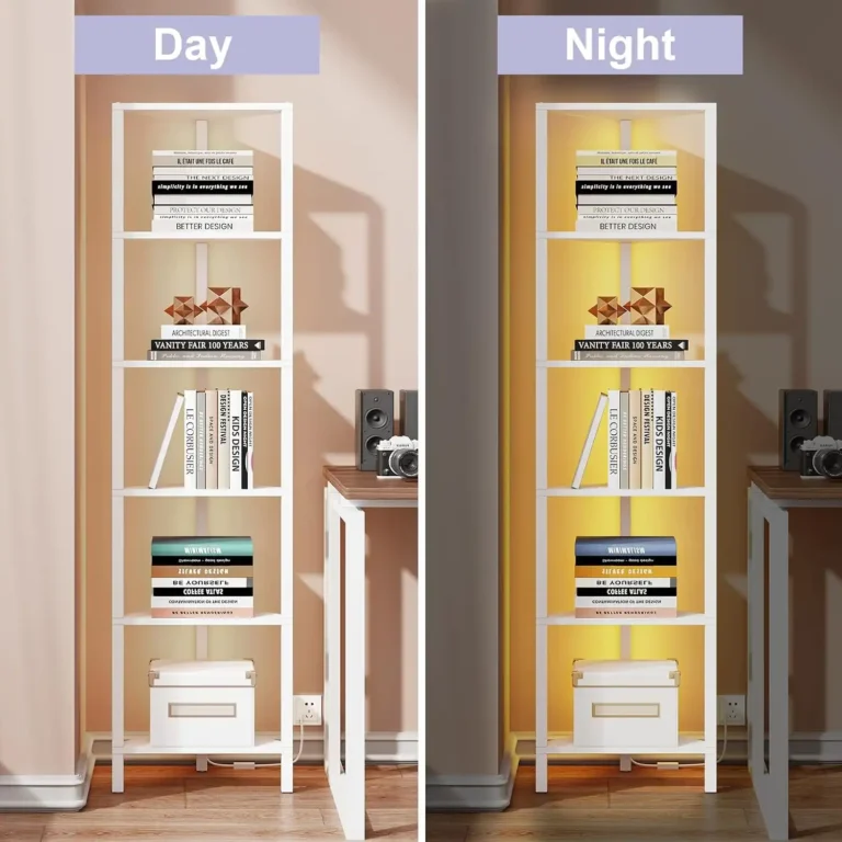 6 tier corner bookshelf with led light, corner shelf (6)