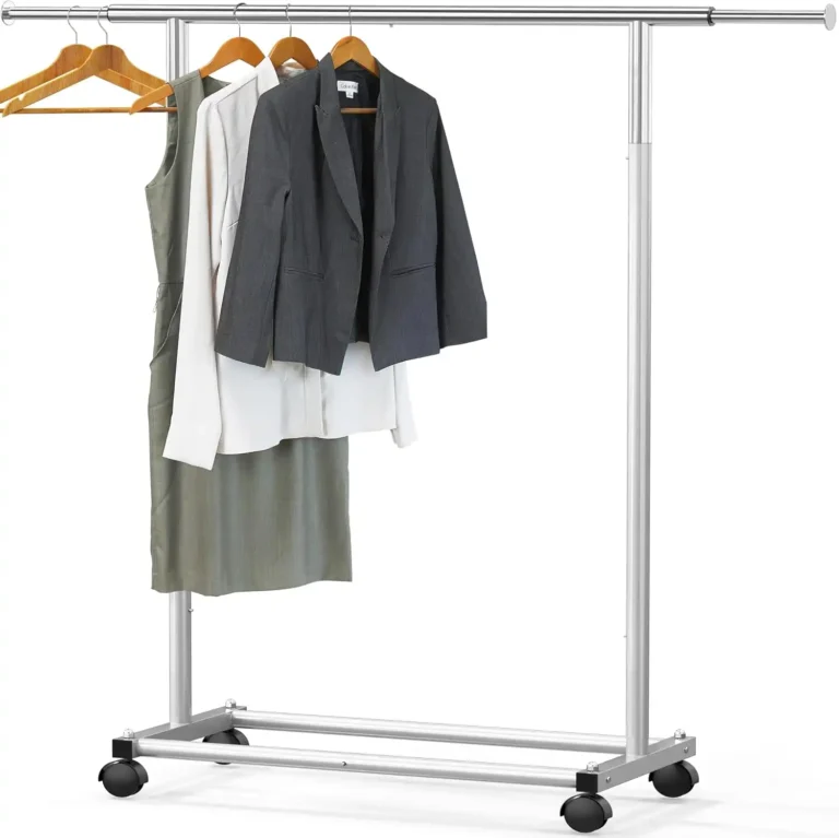adjustable rolling garment rack with extendable hanging rod (1)