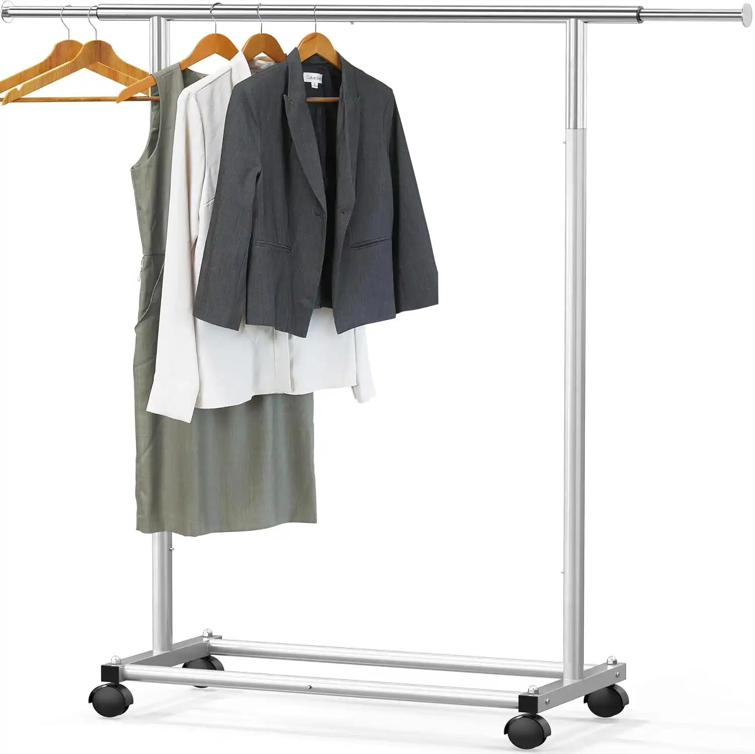adjustable rolling garment rack with extendable hanging rod (1)