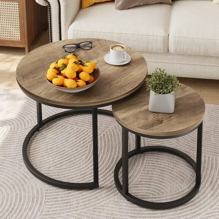 2 piece round nesting coffee table set 1