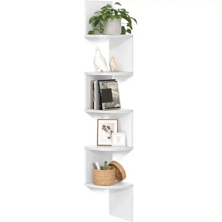 5 tier floating corner bookshelf for wall storage 1