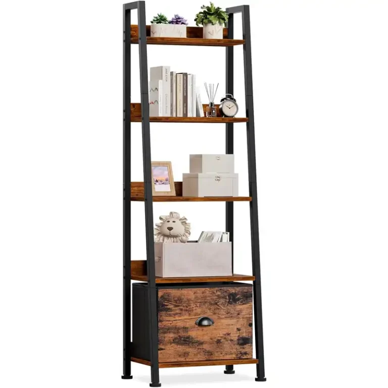 5 tier ladder bookshelf with removable drawer 1