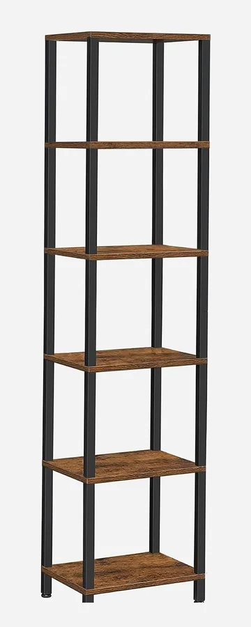BS01006 six-tier stackable bookcase in brown finish