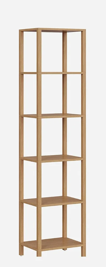 BS01006 six-tier stackable bookcase in natural finish