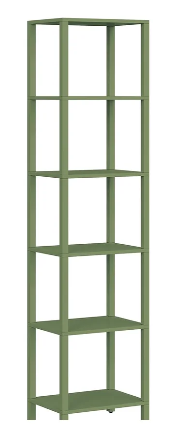 BS01006 six-tier stackable bookcase in olive green finish