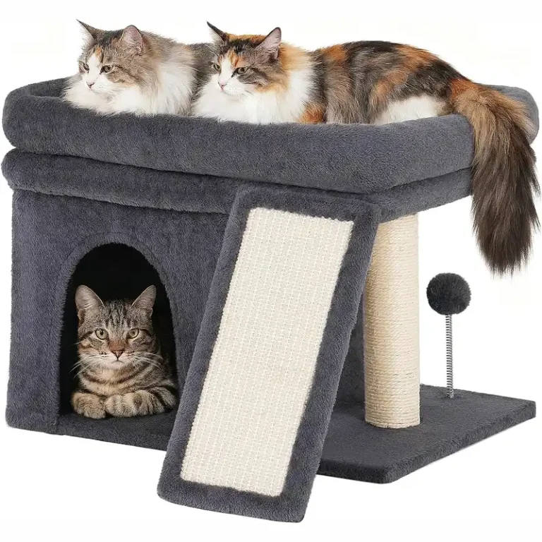 compact cat tree with large perch & sisal scratching post 1