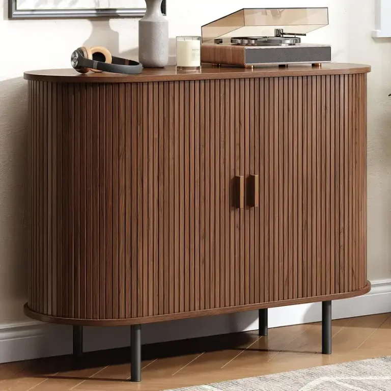 fluted sideboard cabinet with sliding doors & adjustable shelves 1