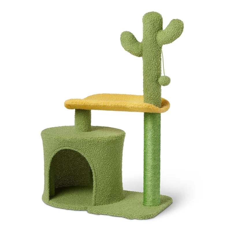 HOM-PCT-78GE compact cactus cat tree with condo and curved perch