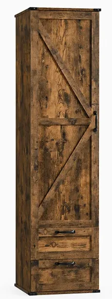 HOM-WDL-45BX tall bedroom storage cabinet in rustic dark brown finish