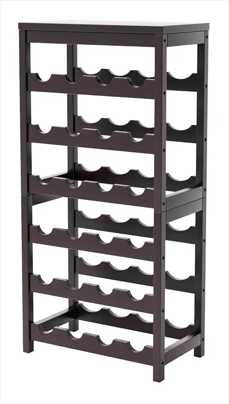 Empty six-tier wine rack with shaped bottle supports