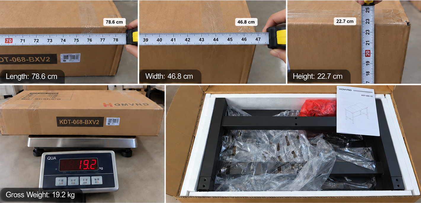 KDT-068BX-V2 carton dimensions, gross weight and open-packaging verification