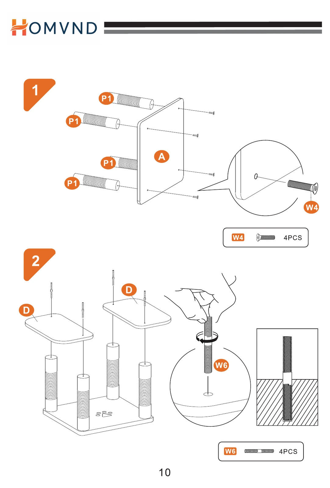 HOMVND illustrated pet-category cat tree assembly step