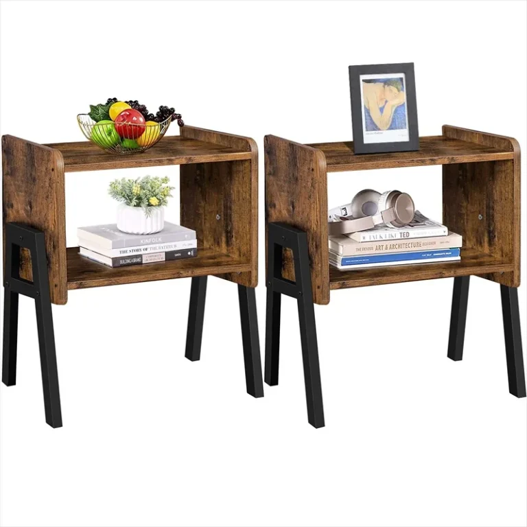 Pair of open-cubby nightstands with raised side panels
