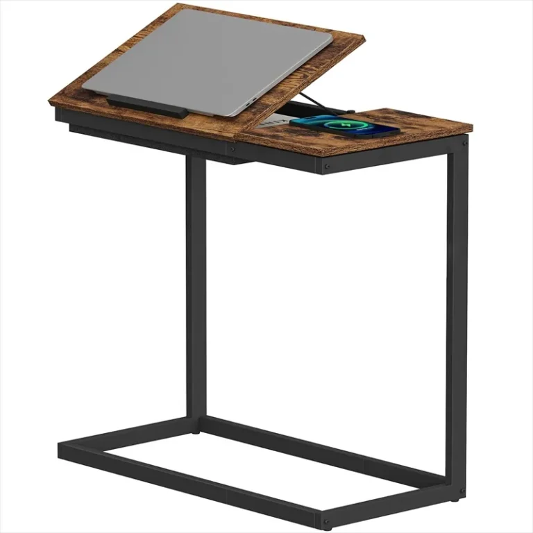 C-shaped laptop table with the main top panel tilted