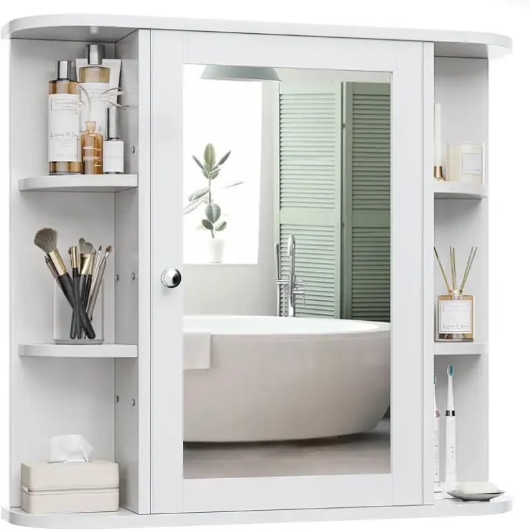 wall mounted bathroom mirror cabinet with open shelves 1